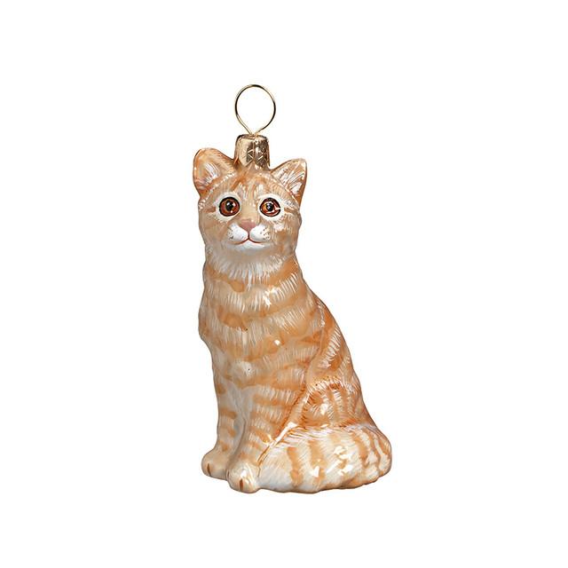 American Shorthair Orange Cat Glass Ornament