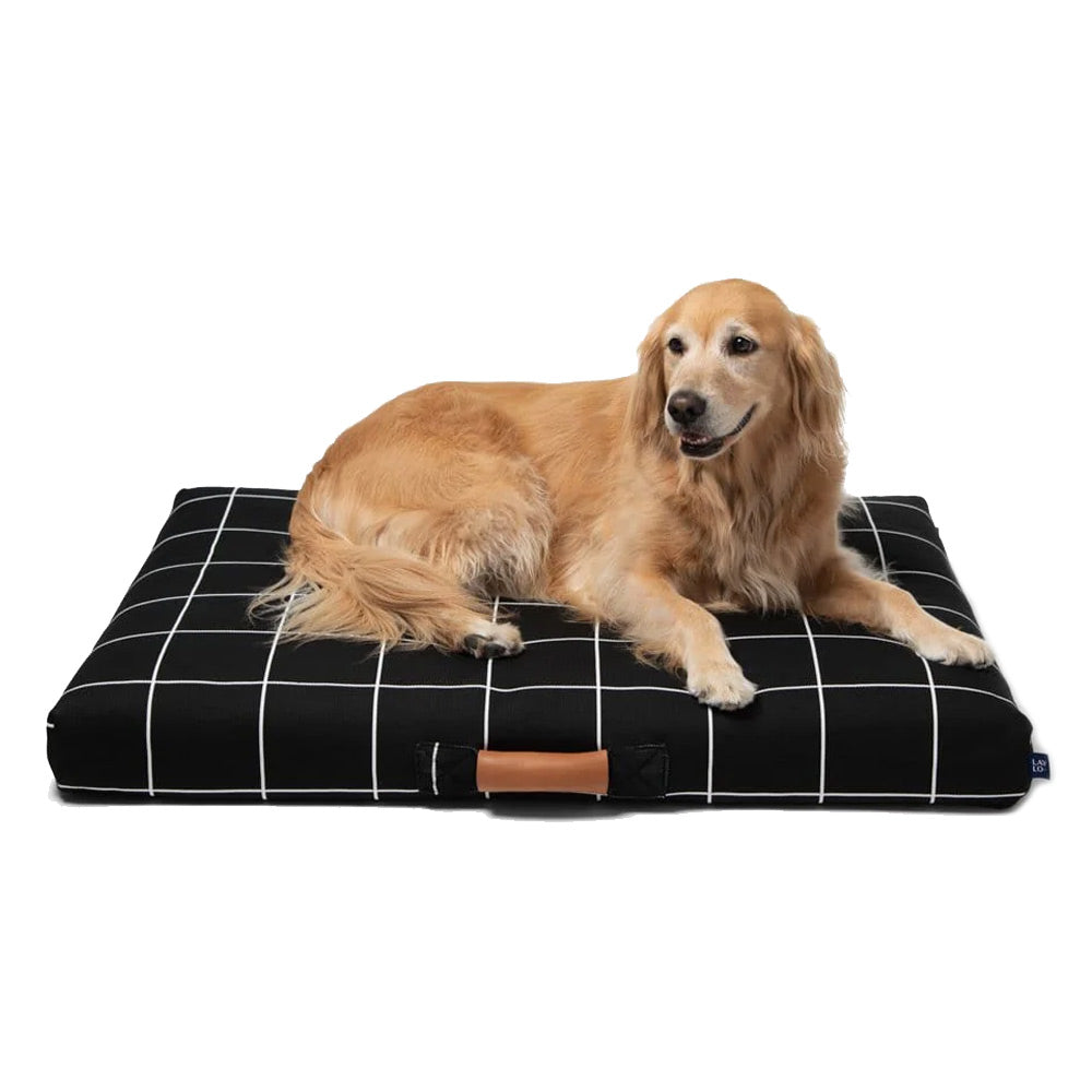 Black Grid | Luxury Designer Dog Bed With Removable Cover