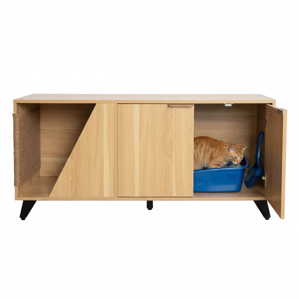 Cat Litter Cabinet with Hidden Storage | Stylish Furniture for Pets