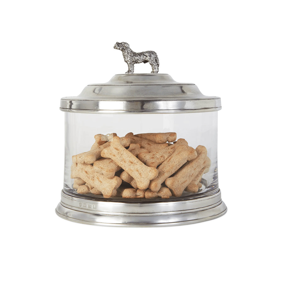 Match Pewter Glass Cookie Jar with Dog Finial