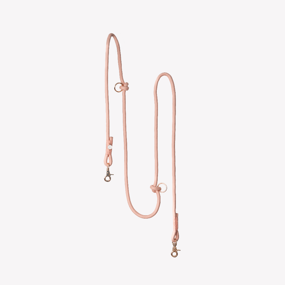 Hands Free Braided Leash 8ft Long|  Chic Powder Rose Color