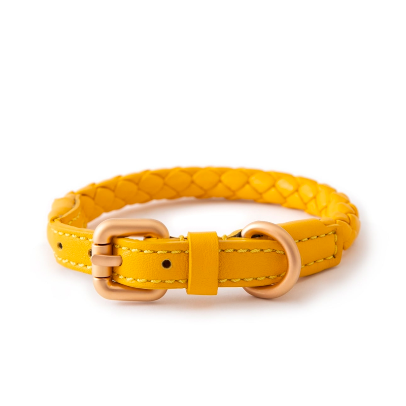 Ferdinando Italian Leather Collar - Yellow