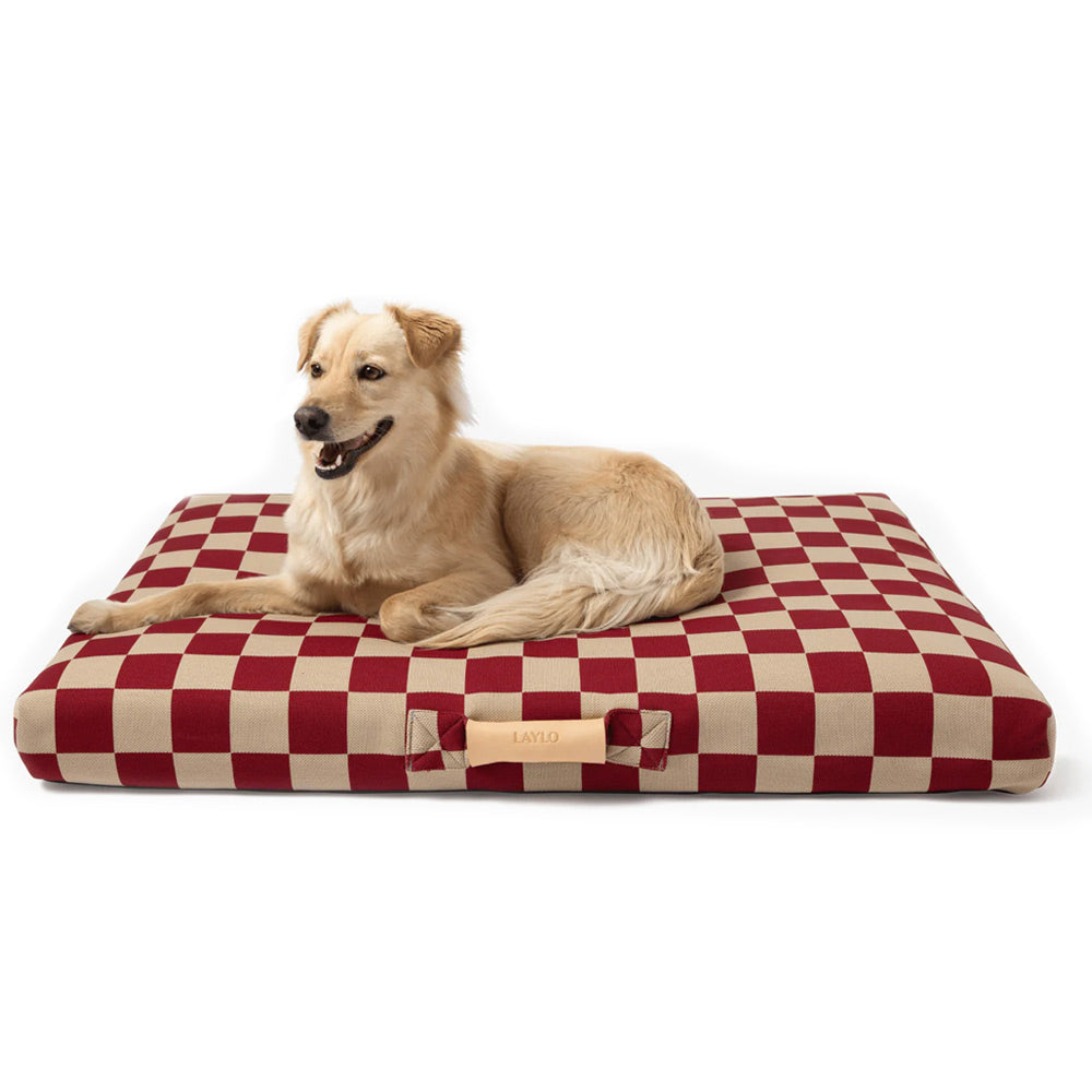 Eco-friendly, Designer Dog Bed with Red Checker Washable Cover