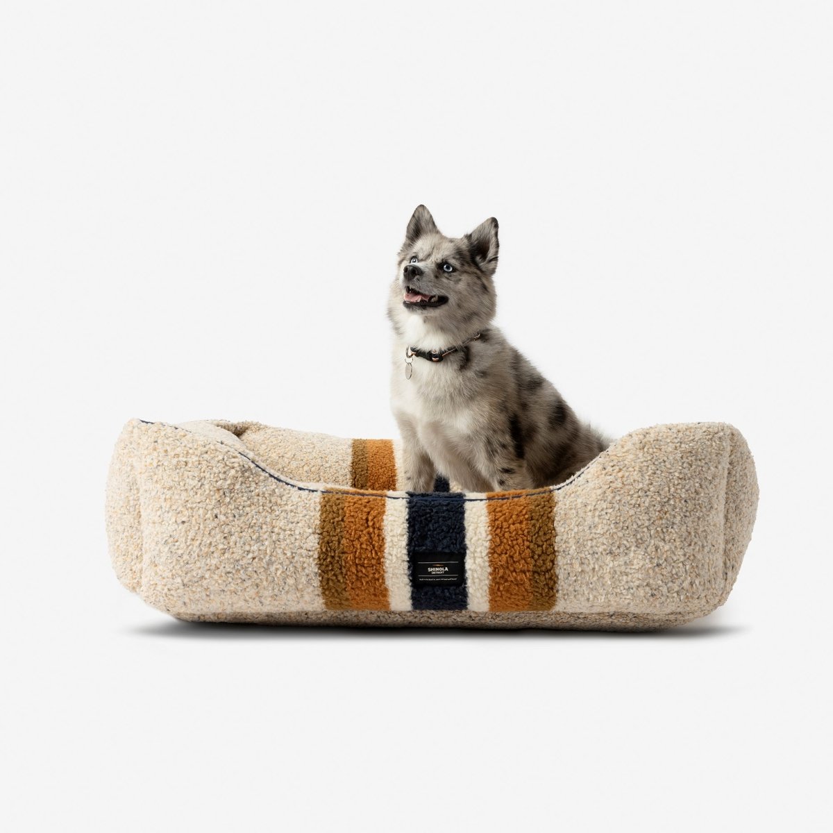 Shinola Stripe Kuddler,  Berber Dog Bed, Oatmeal Color, Luxury