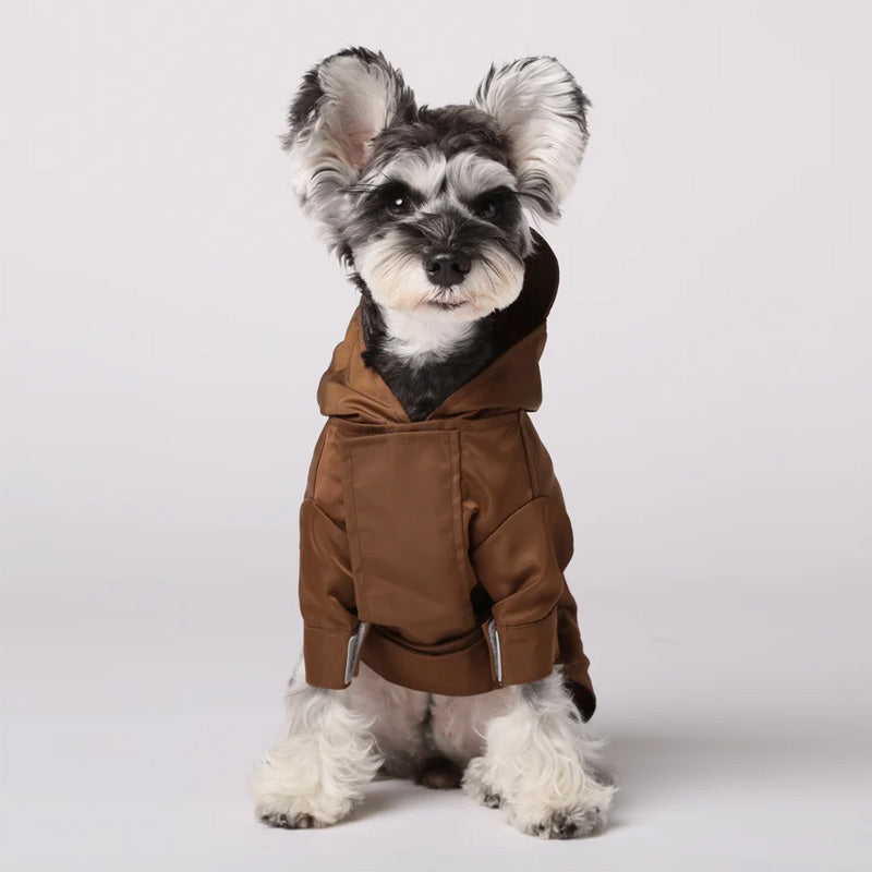 PEHOM Tribeca Hooded Dog Raincoat – Adjustable Velcro, Choco